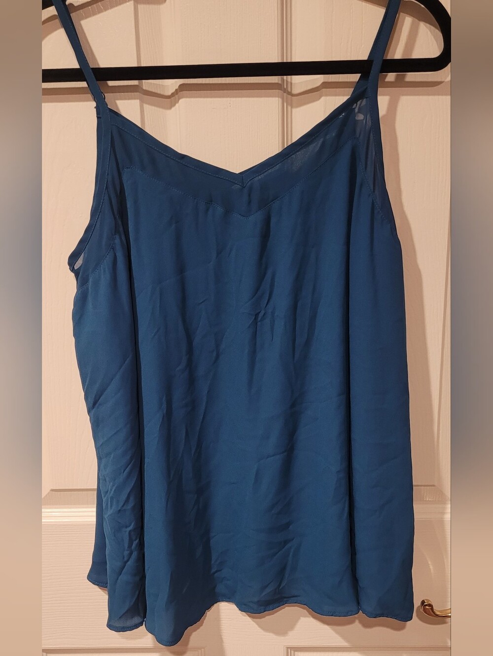 Teal Blue Sleeveless V-Neck Flowing Tank Top